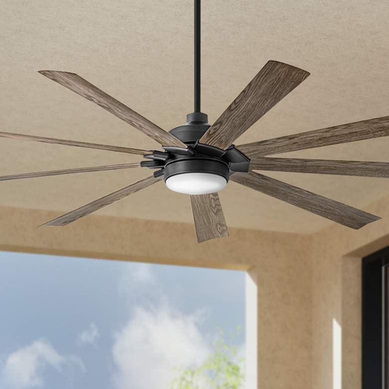 Image 1 80" Hinkley Turbine LED Black Driftwood Large Outdoor Smart Fan