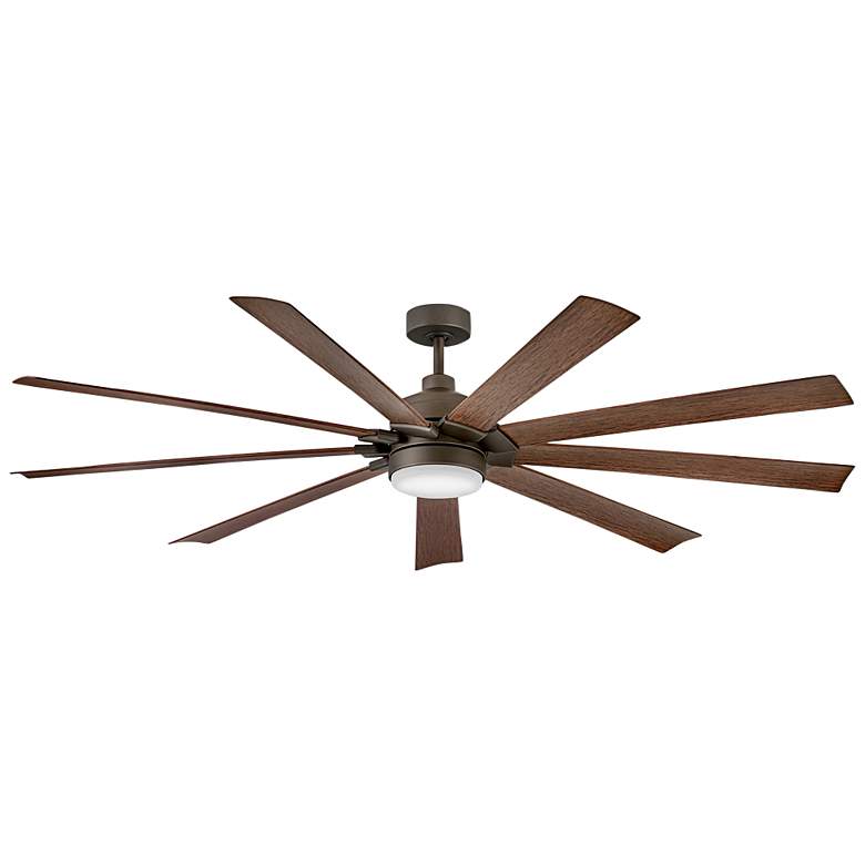 Image 2 80" Hinkley Turbine LED Bronze and Walnut Large Outdoor Smart Fan