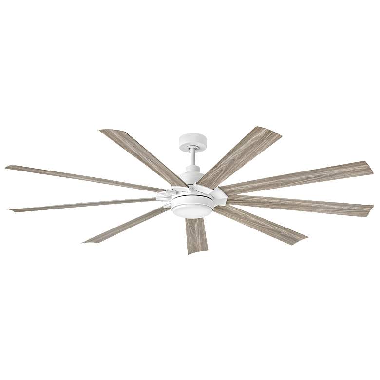 Image 1 80 inch Hinkley Turbine LED Wet Rated White and Driftwood Large Smart Fan