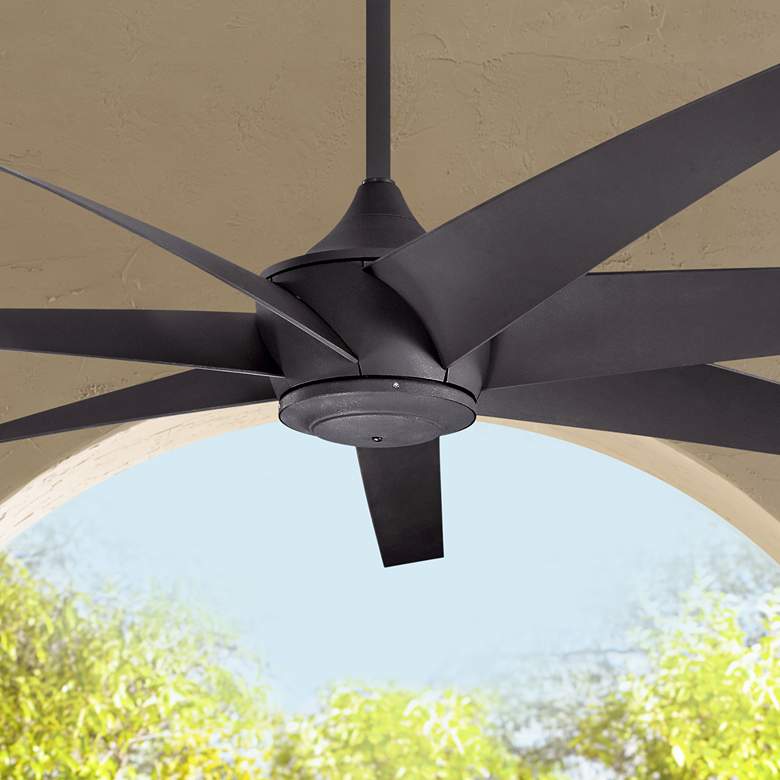 Image 1 80 inch Kichler Lehr Climates Black Large Modern Outdoor Fan with Remote