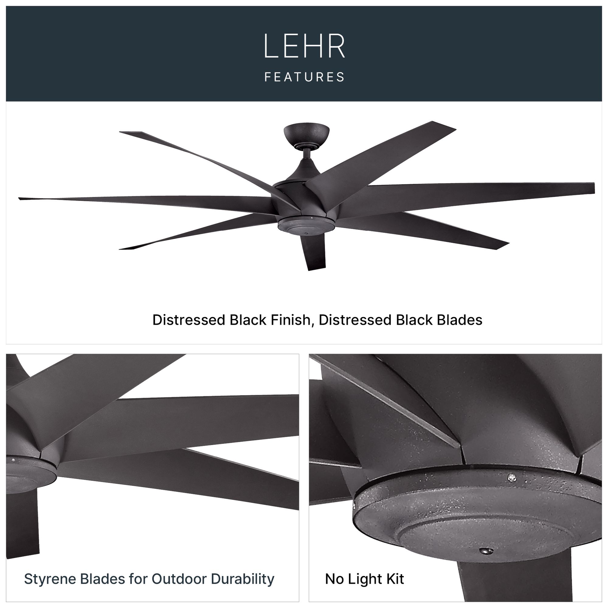 Image 6 80" Kichler Lehr Distressed Black Ceiling Fan more views