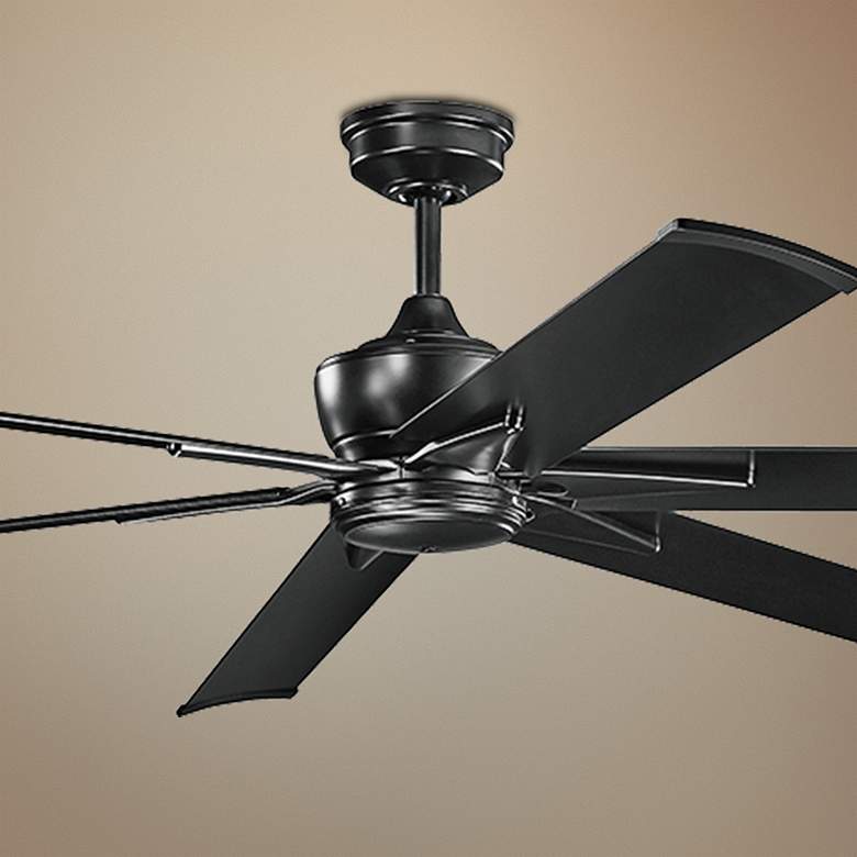 Image 1 80 inch Kichler Szeplo Satin Black Outdoor Ceiling Fan