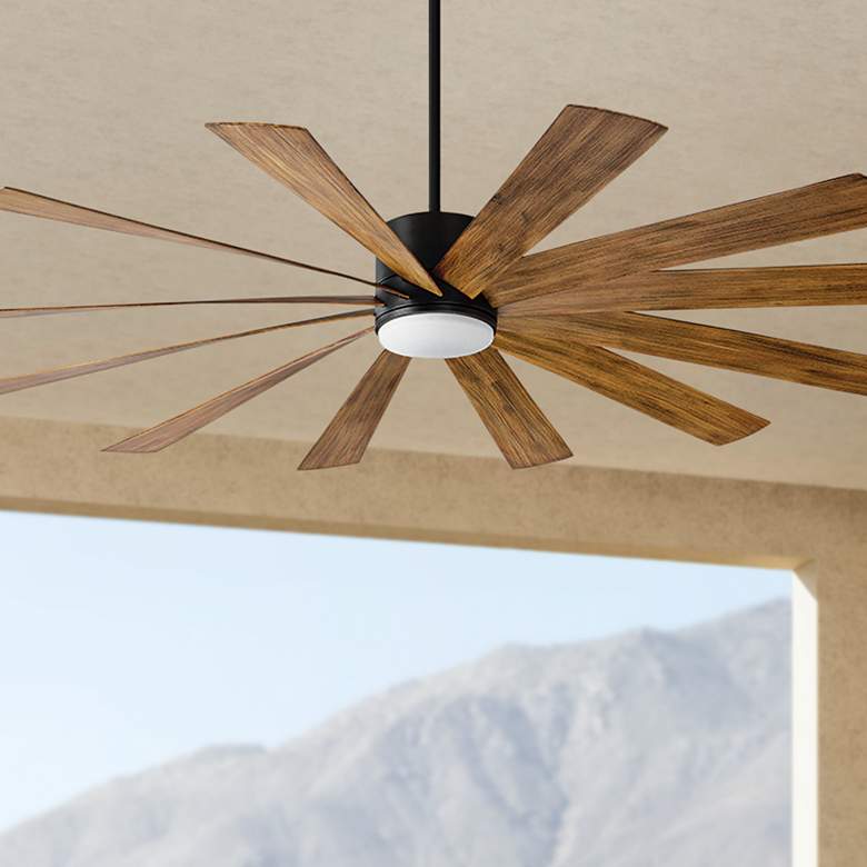 Image 1 80" Modern Forms Windflower Black Wet Rated LED Smart Ceiling Fan