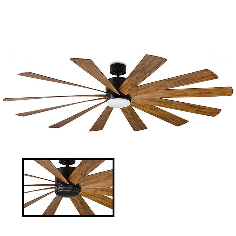 Image 3 80" Modern Forms Windflower Black Wet Rated LED Smart Ceiling Fan more views