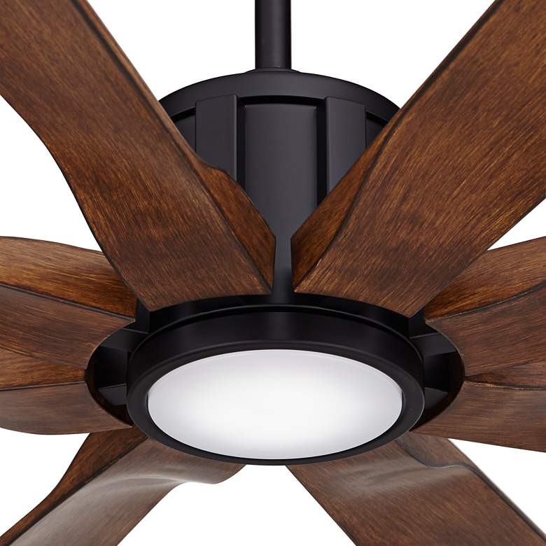 Image 3 80 inch Possini Euro Defender Black Koa LED Large Ceiling Fan with Remote more views