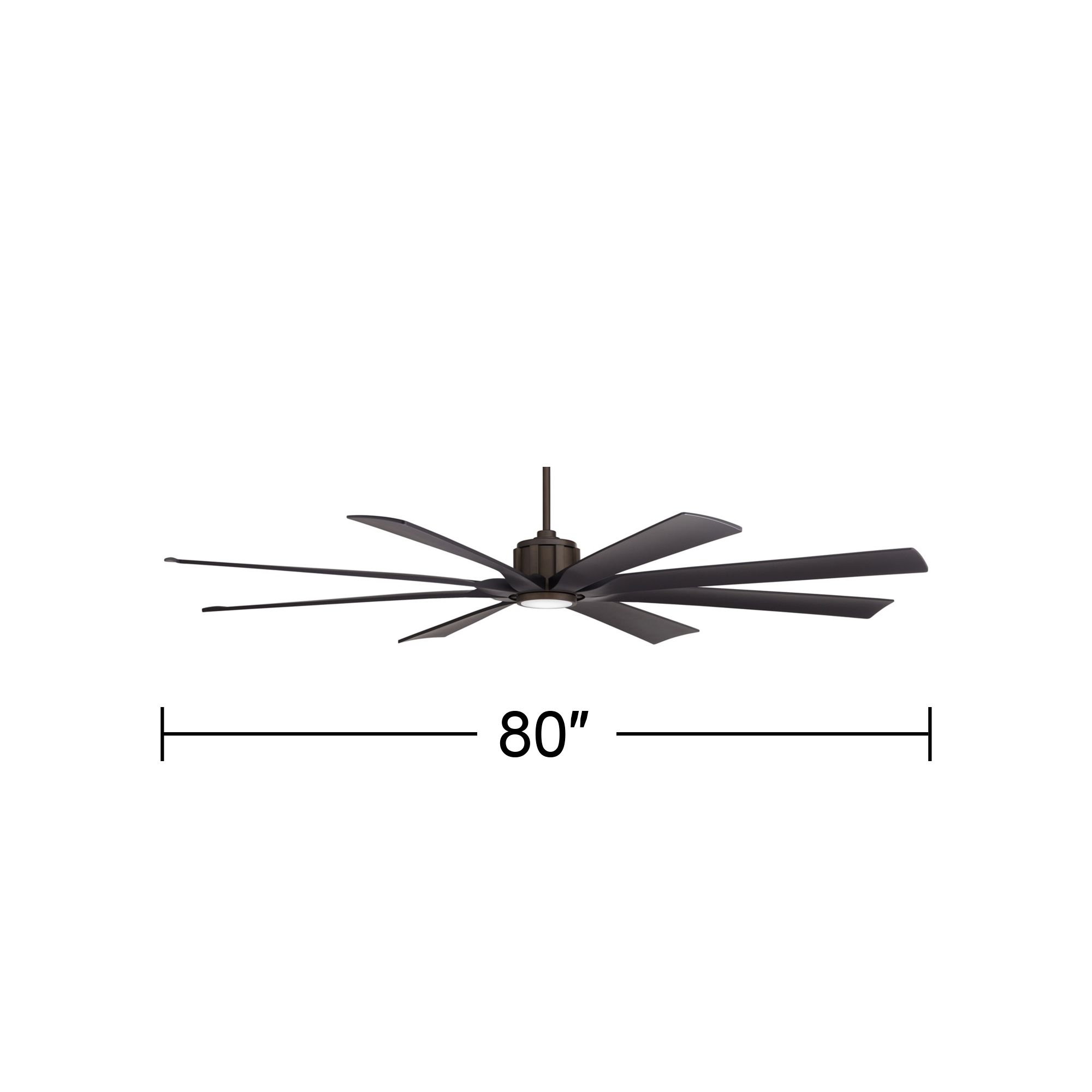 80" Possini Euro Defender Bronze Black LED Damp Rated Fan with Remote