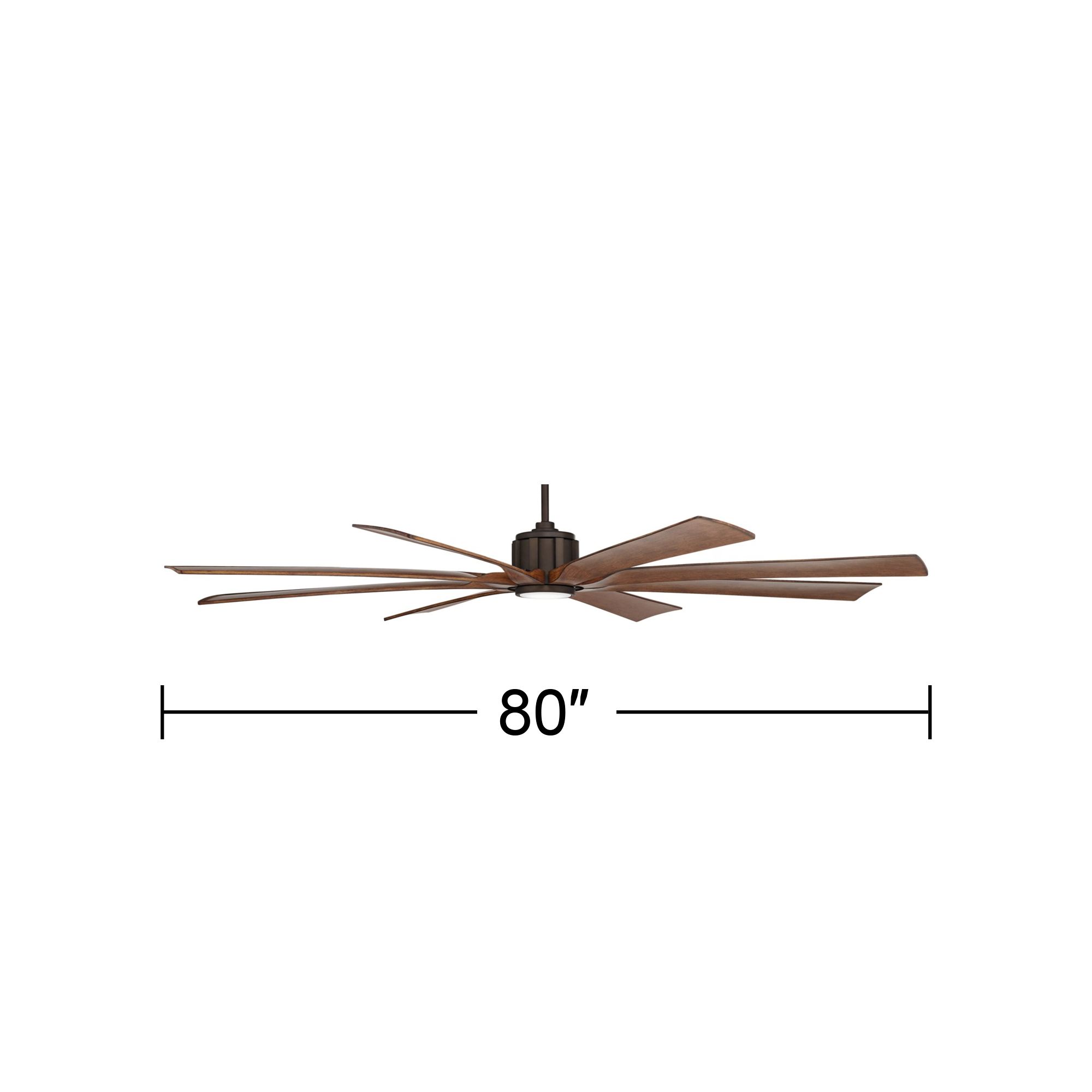 80" Possini Euro Defender Bronze Koa LED Large Ceiling Fan with Remote