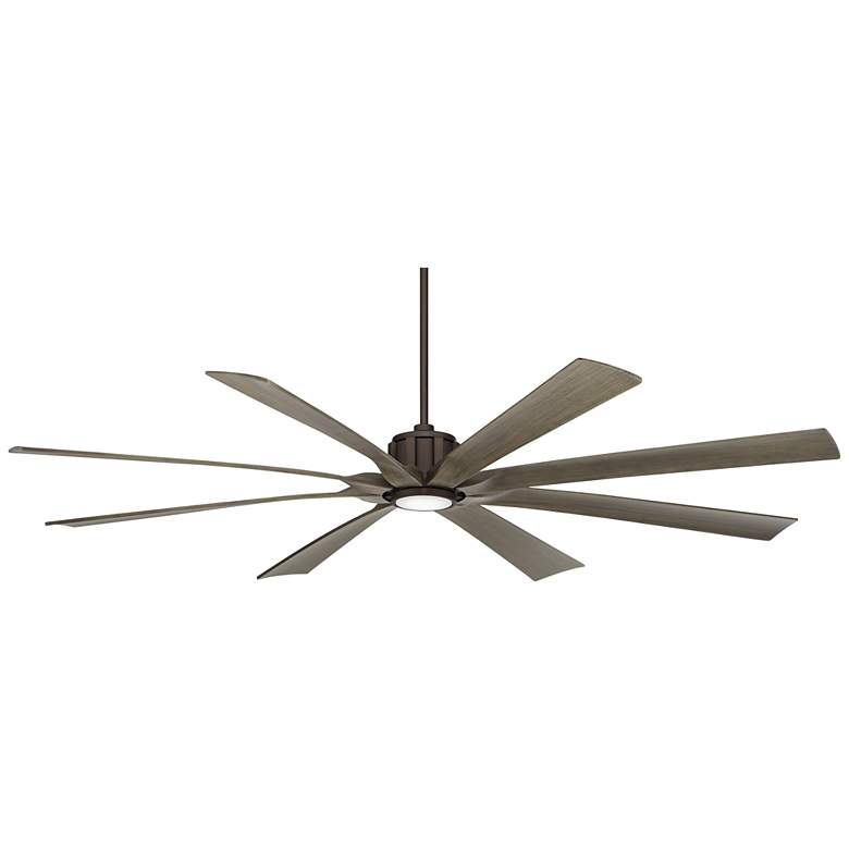 Image 2 80 inch Possini Euro Defender Bronze Oak LED Large Fan with Remote