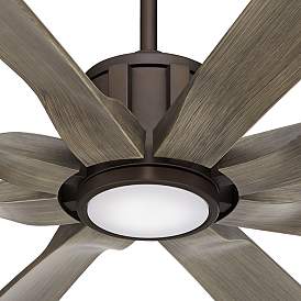 Image3 of 80" Possini Euro Defender Bronze Oak LED Large Fan with Remote more views
