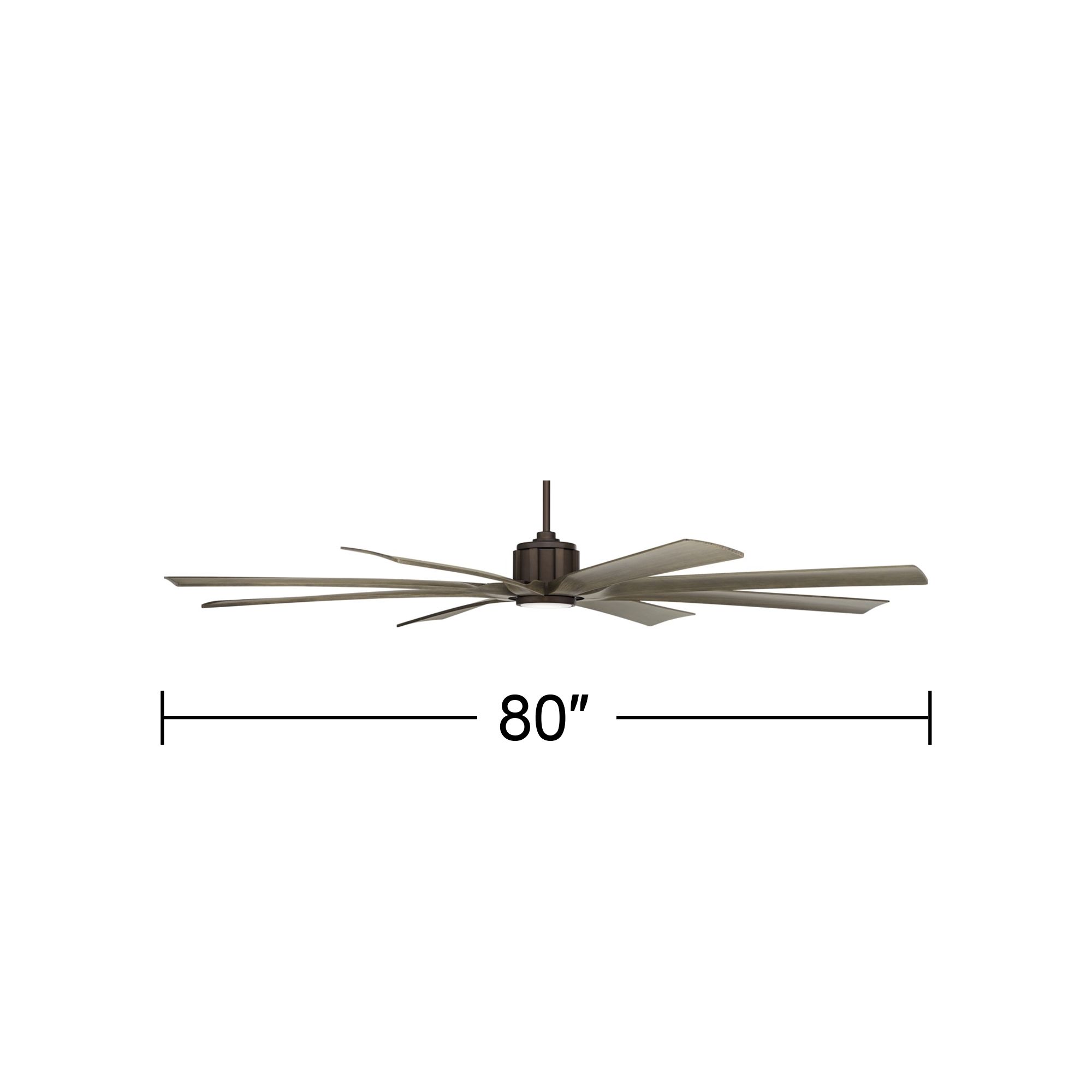 80" Possini Euro Defender Bronze Oak LED Large Fan with Remote