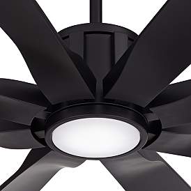 Image3 of 80" Possini Euro Defender Matte Black LED Damp Rated Fan with Remote more views