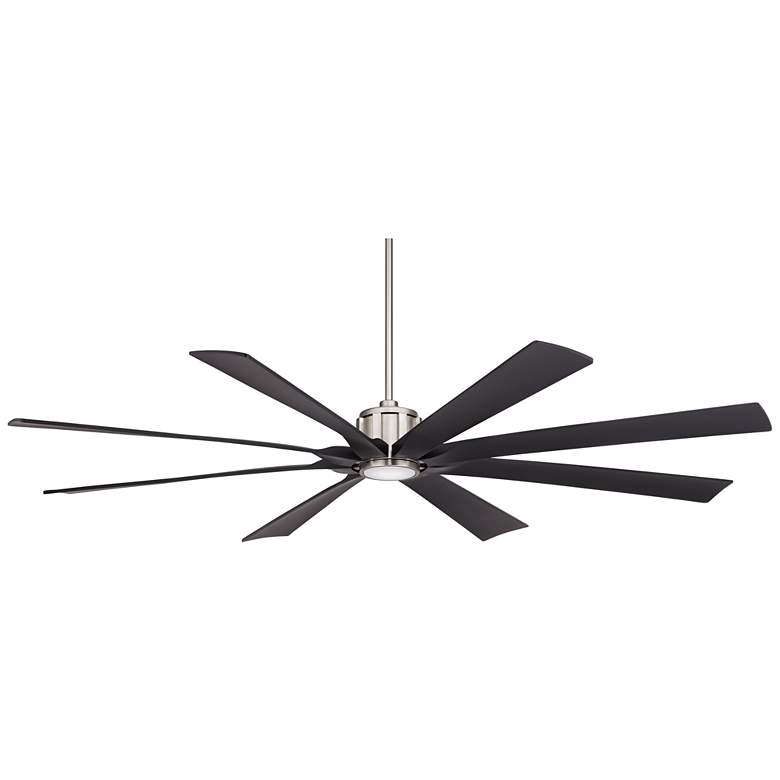 Image 2 80 inch Possini Euro Defender Nickel Black Damp Rated LED Fan with Remote