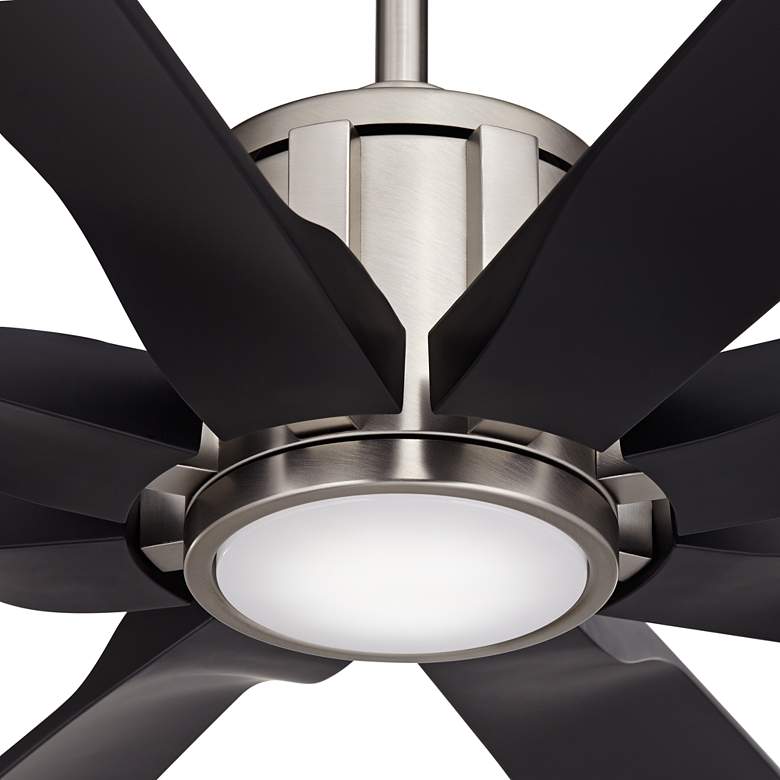 Image 3 80 inch Possini Euro Defender Nickel Black Damp Rated LED Fan with Remote more views