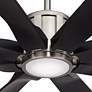 80" Possini Euro Defender Nickel Black Damp Rated LED Fan with Remote