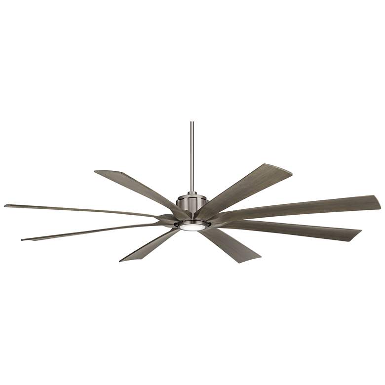 Image 2 80 inch Possini Euro Defender Nickel Wood Large LED Fan with Remote