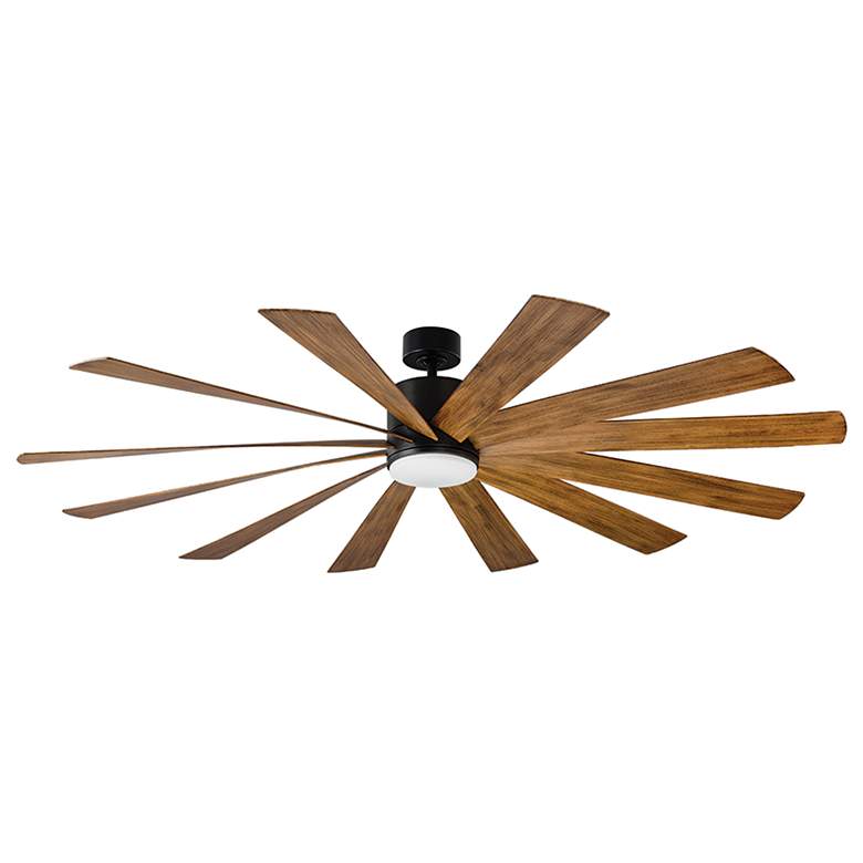Image 1 80" Windflower Matte Black Ceiling Fan with Koa Blades