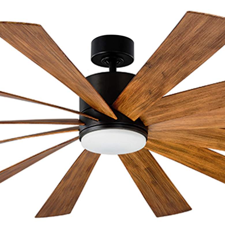 Image 2 80" Windflower Matte Black Ceiling Fan with Koa Blades more views