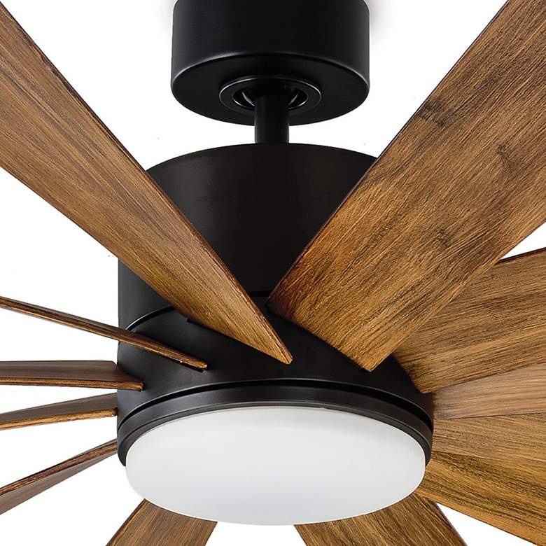 Image 4 80" Windflower Matte Black Ceiling Fan with Koa Blades more views
