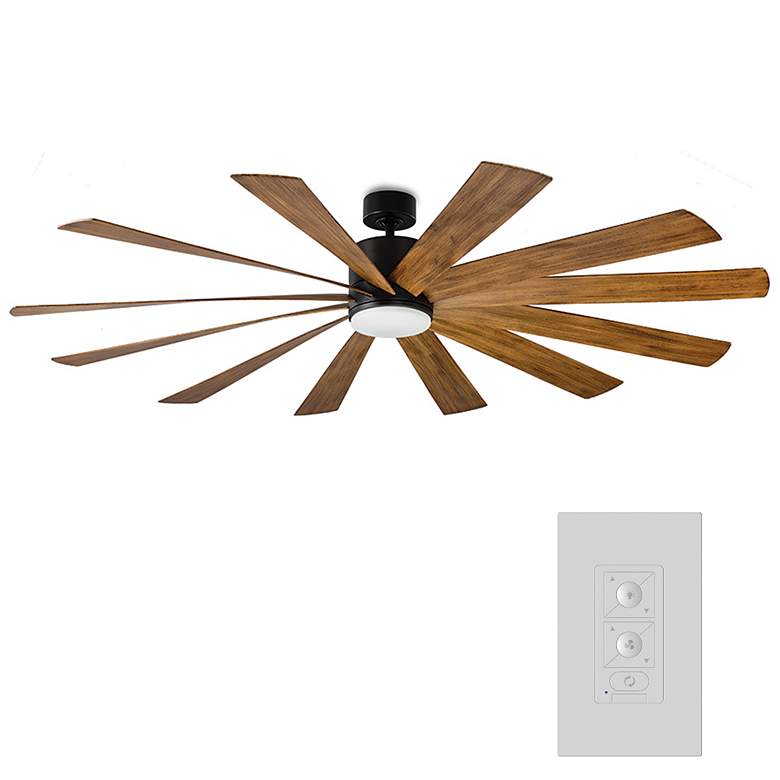 Image 6 80" Windflower Matte Black Ceiling Fan with Koa Blades more views