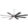 80" Possini Euro Defender Nickel Black Damp Rated LED Fan with Remote