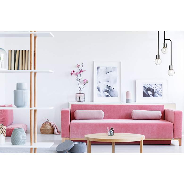 Image 1 Neutra by Z-Lite Matte Black + Polished Nickel 3 Light Chandelier in scene