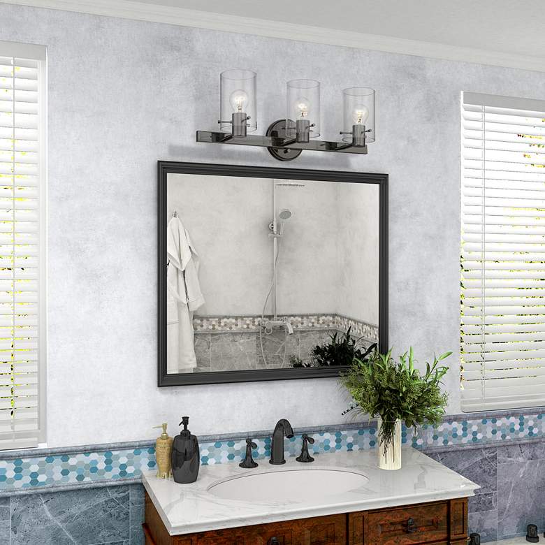 Image 1 Munich 3 Light Black Chrome Vanity Sconce in scene