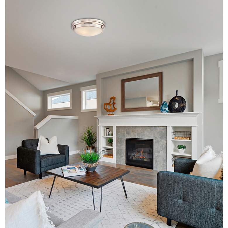 Image 1 Savoy House Lucerne 15" Wide Polished Nickel Ceiling Light in scene