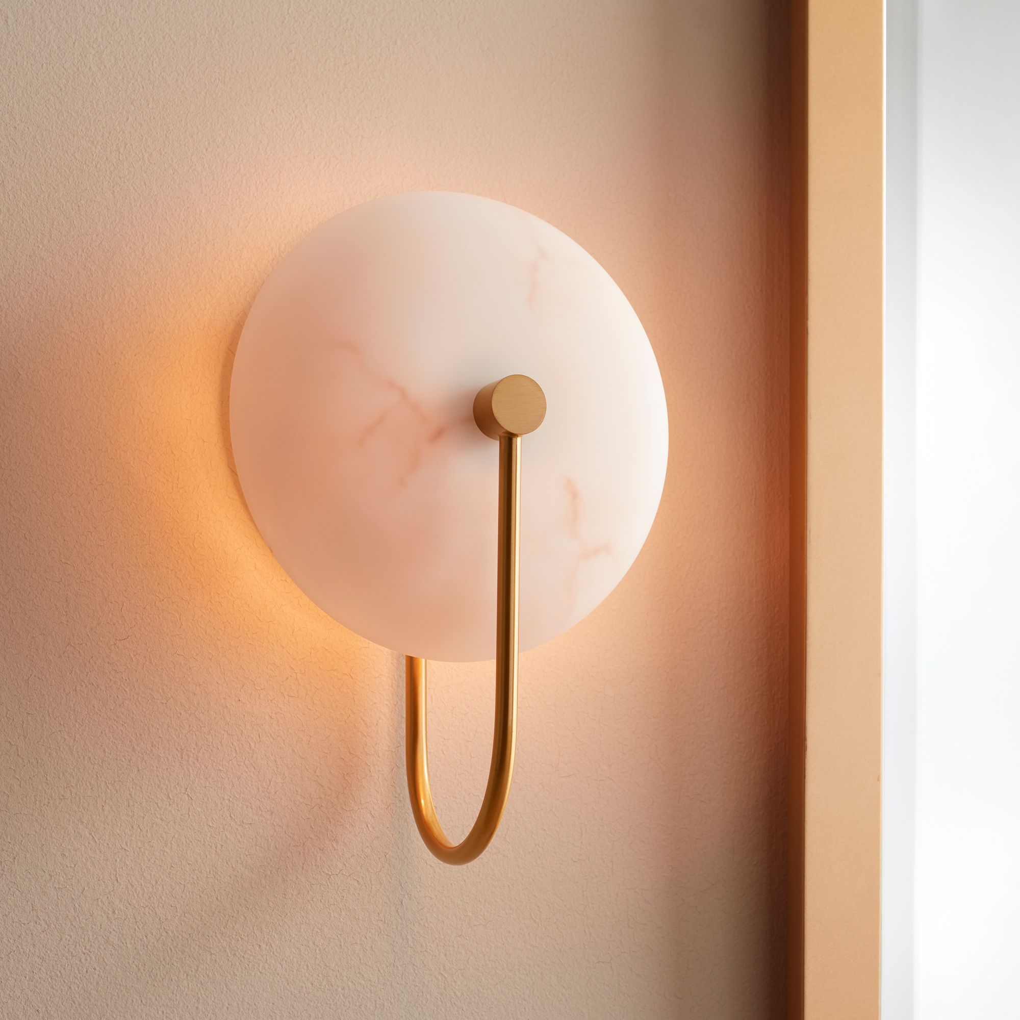 Watch A Video About the Possini Euro Tarquin Brass and Alabaster LED Wall Sconce