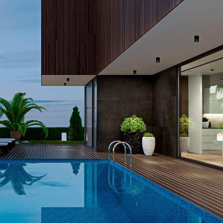 Image 1 WAC Downtown 5" Wide Black LED Outdoor Ceiling Light in scene