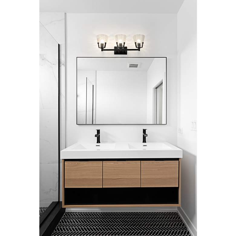 Image 1 Analia 26 1/4" Wide Matte Black 3-Light Vanity Bath Light in scene