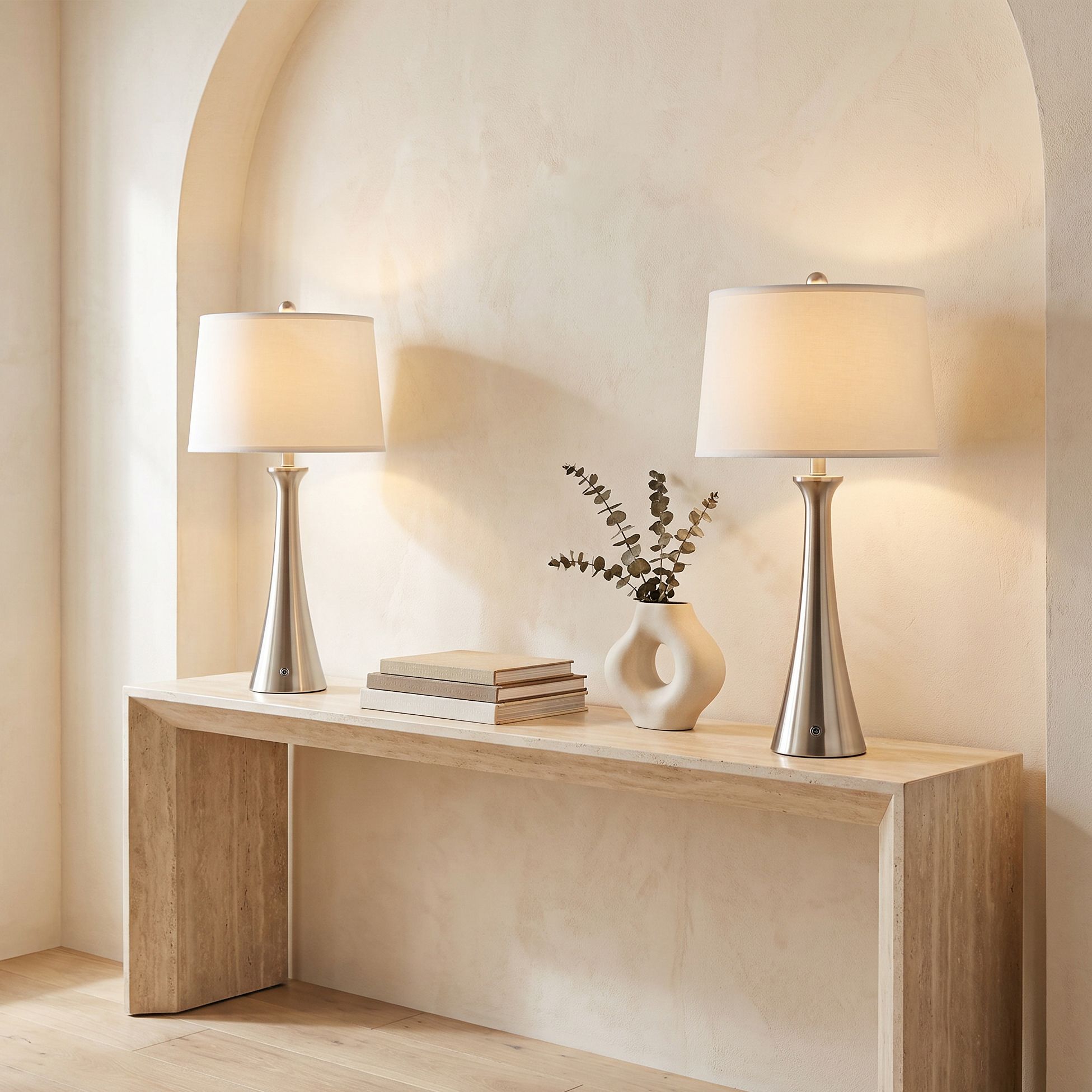 Image 1 Possini Euro Karl Brushed Nickel USB Lamps Set of 2 with Full Range Dimmers in scene