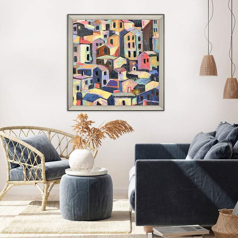 Image 1 Rustic Hilltown 40" Square Giclee Framed Wall Art in scene