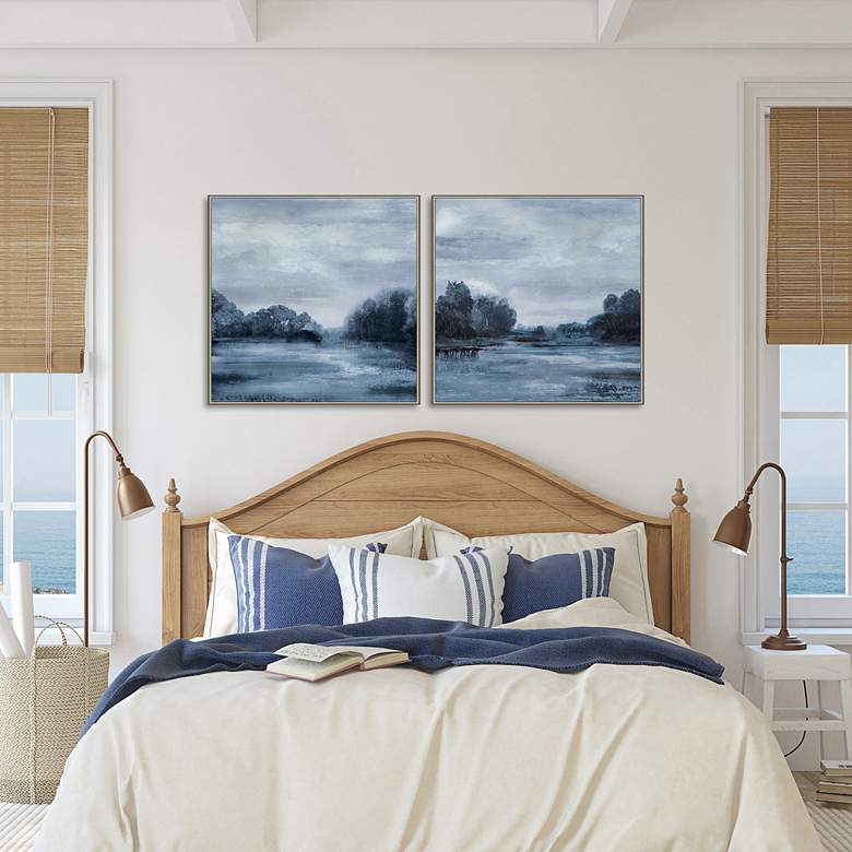 Image 1 Morning Calm 25" Square 2-Piece Framed Giclee Wall Art Set in scene