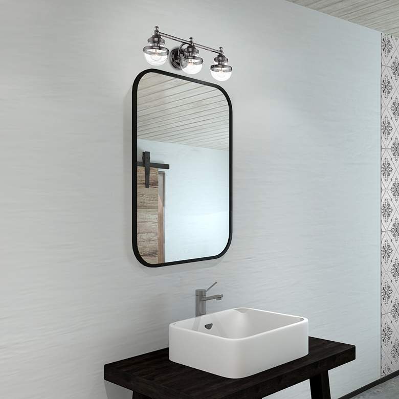 Image 1 Oldwick 24" Wide Polished Black Chrome 3-Light Bath Light in scene