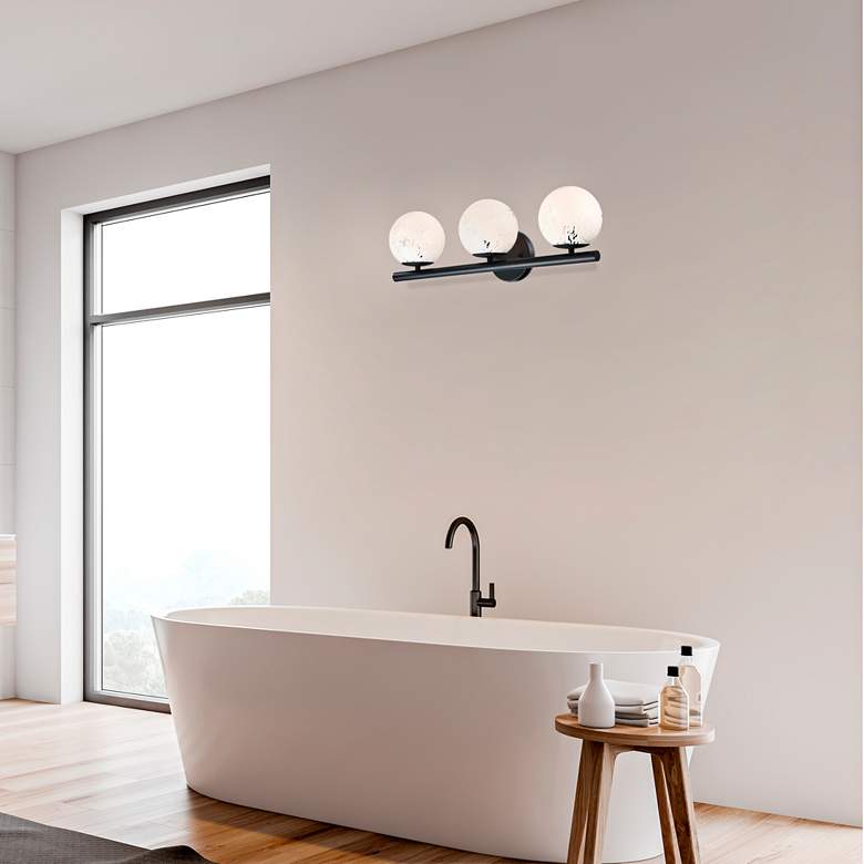 Image 1 Crown 25" Wide Matte Black 3-Light Vanity Bath Light in scene