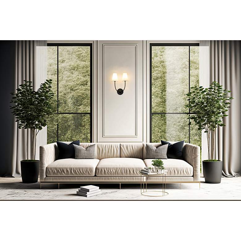 Image 1 Z-Lite Shannon 17" High Matte Black 2-Light Shaded Wall Sconce in scene