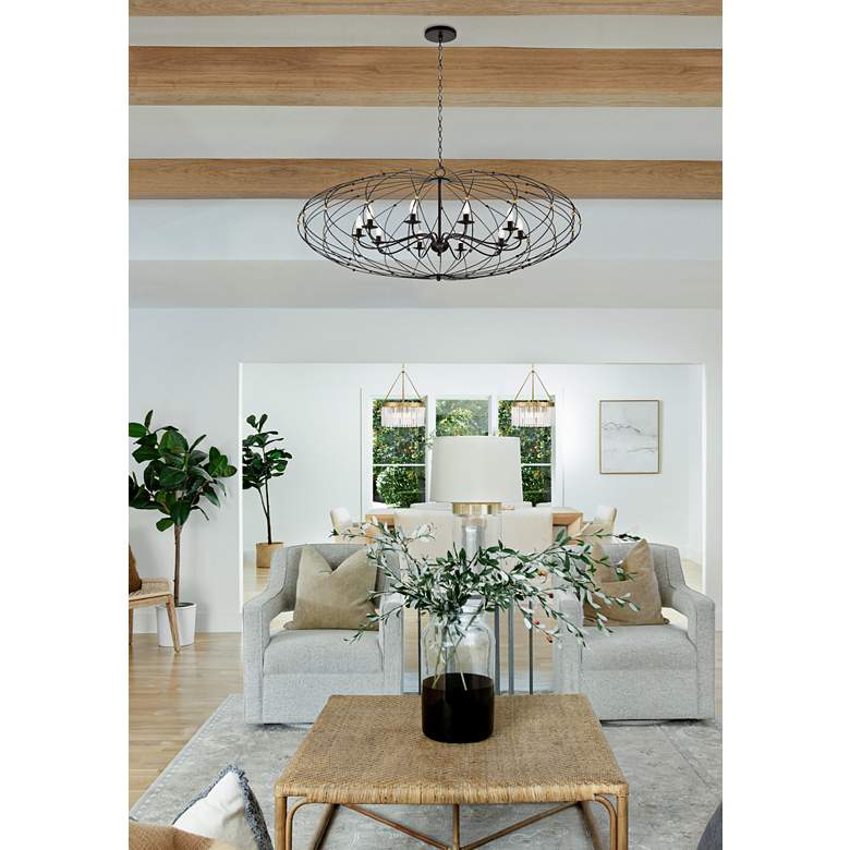 Image 1 Crystorama Zucca 38 1/4"W English Bronze 6-Light Chandelier in scene