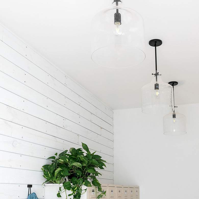 Image 1 Capital Lighting Crawford 12" Wide Matte Black Glass Dome Mini Pendant in scene