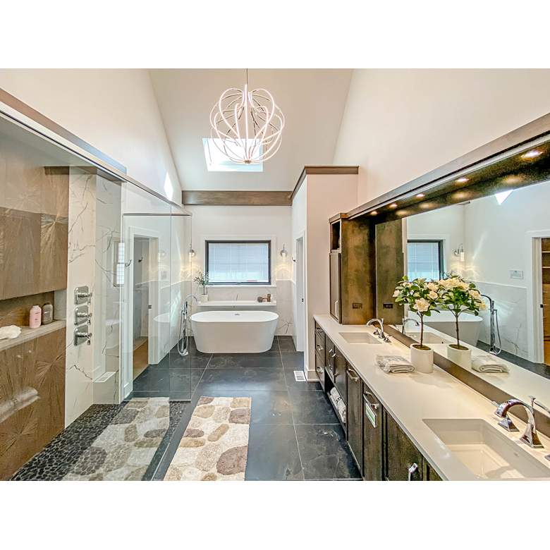 Image 1 ET2 Aura 31" Wide Polished Chrome LED Pendant Light in scene