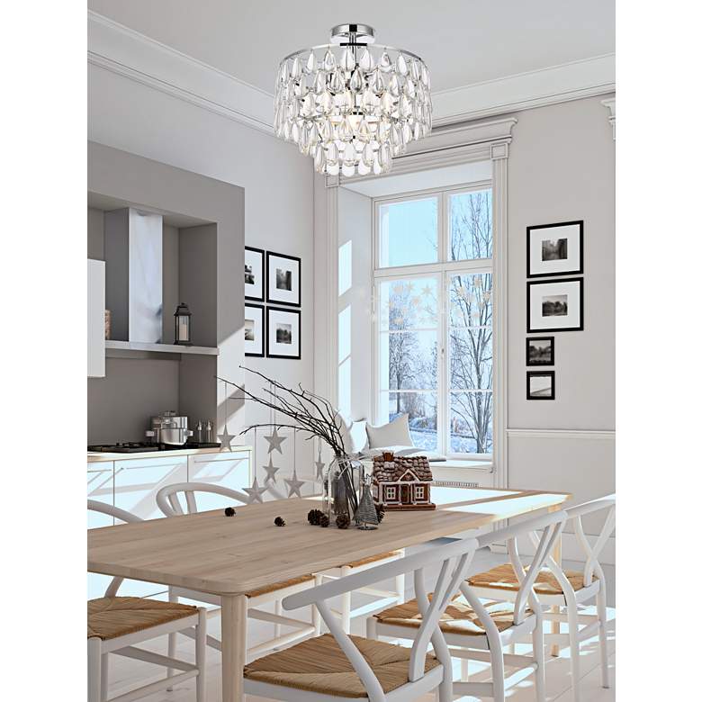 Image 1 Mila 16" Wide Chrome 3-Light Ceiling Light in scene