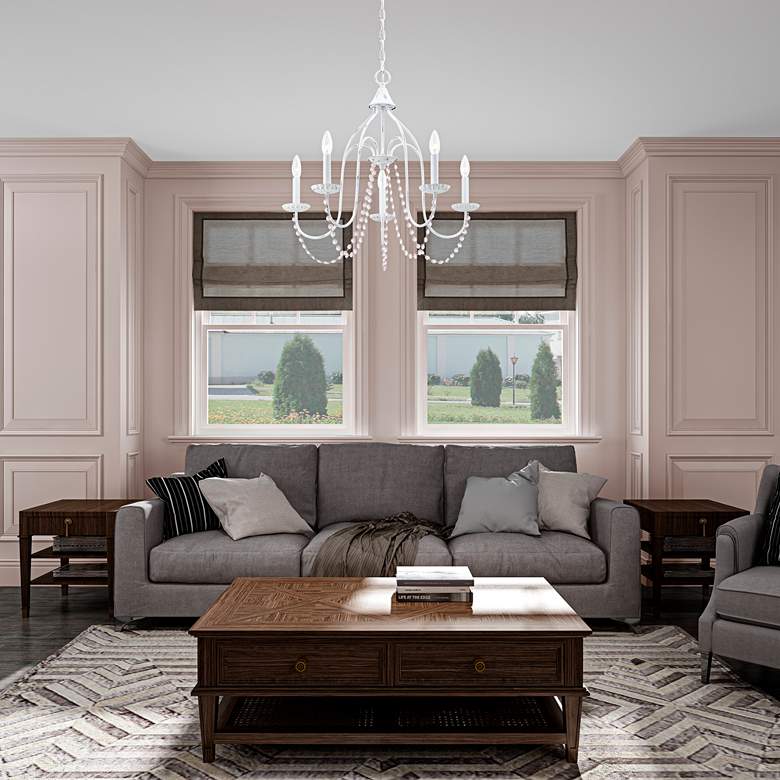 Image 1 Alessia 24" Wide Antique White 5-Light Chandelier in scene