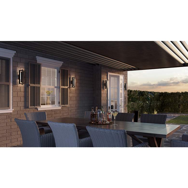 Image 1 Quoizel Pointsett 16" High Matte Black Outdoor LED Wall Light in scene