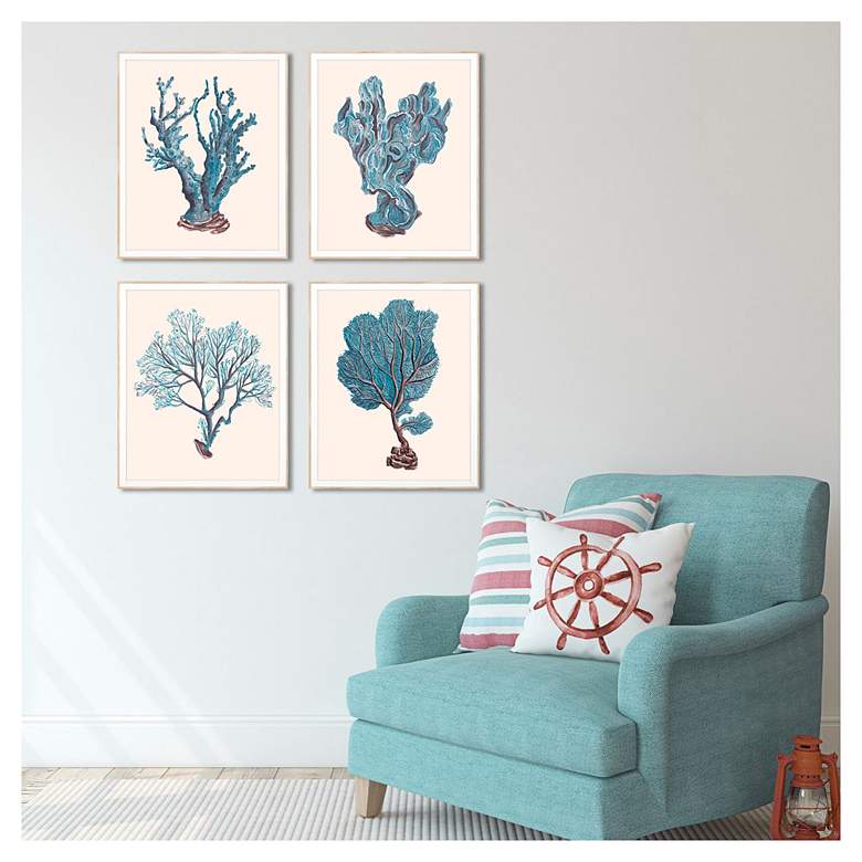 Image 1 Indigo Reef 22" High Rectangular 4-Piece Framed Wall Art Set in scene