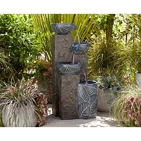 Image1 of Bali 32 3/4" High Gray Stone 4-Tier Outdoor LED Floor Fountain in scene