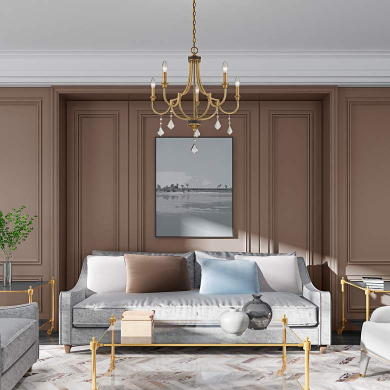 Image 1 Glendale 3 Light Antique Brass Mini Chandelier in scene