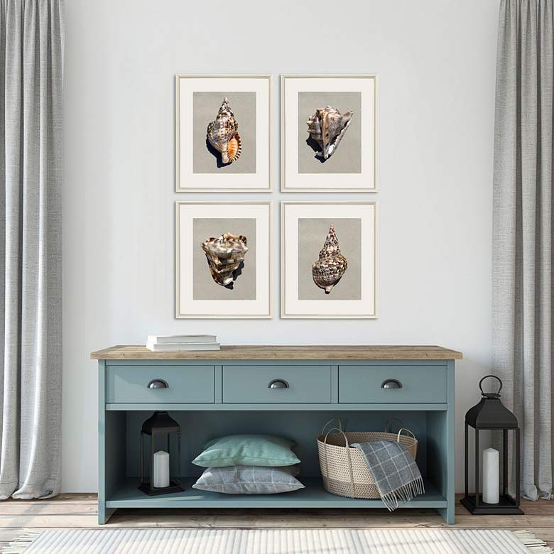 Image 1 Tiger Shell 24" High Rectangular 4-Piece Framed Wall Art Set in scene