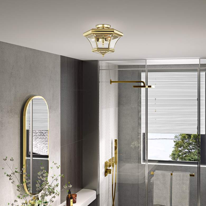 Image 1 Monterey 13" Wide Polished Brass 3-Light Ceiling Light in scene