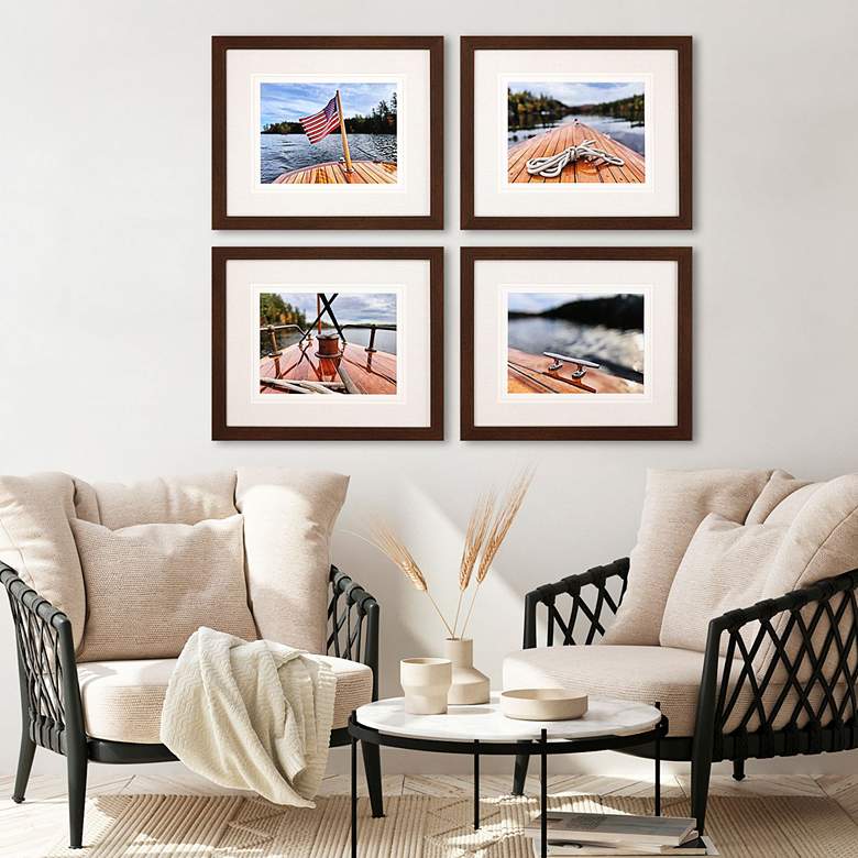 Image 1 Peaceful Lake 27" Wide 4-Piece Giclee Framed Wall Art Set in scene