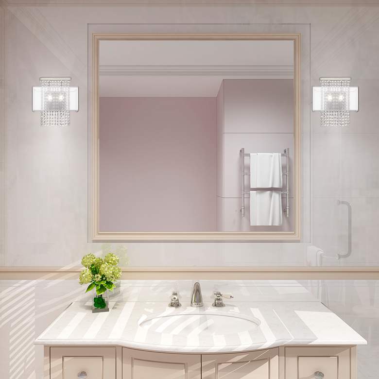 Image 1 Bella Vista 14 1/2" High Brushed Nickel Crystal Wall Sconce in scene