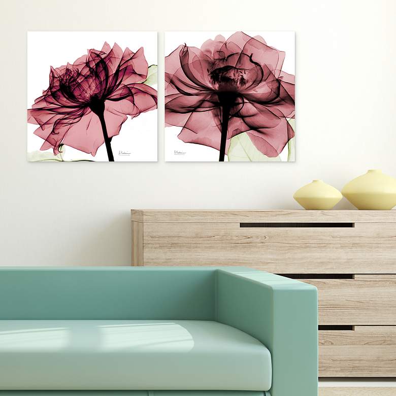Image 1 Rose 48" Wide Free Floating 2-Piece Glass Wall Art Set in scene